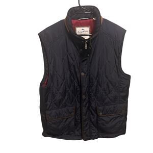 Tommy Bahama Black Quilted Vest with Red Lining